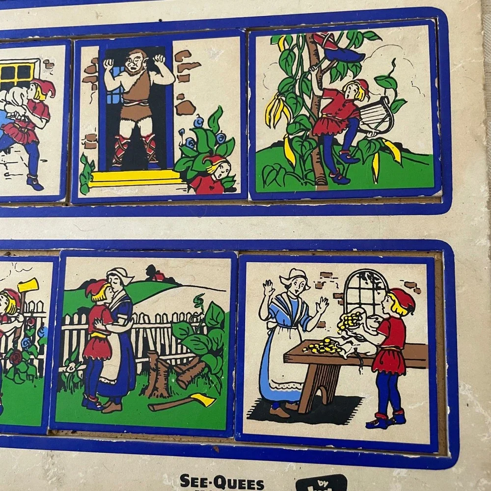 Vintage See-Quees by Judy Jack and the Beanstalk Wooden Sequence Puzzle 110124